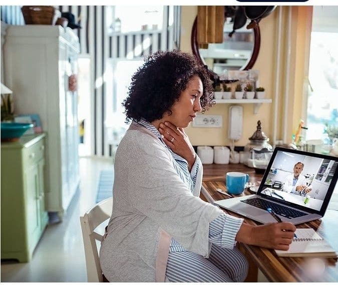 Patient on a telehealth video call with a licensed provider
